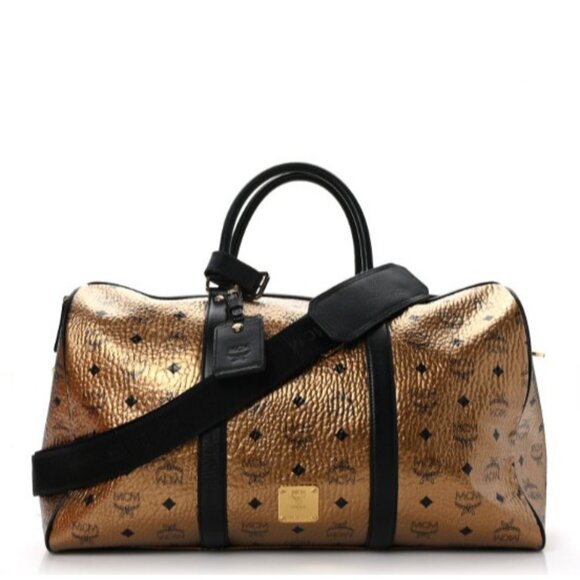 MCM Authentic Ottomar Weekender Bag Copper Gold Metallic Logo Monogram Unisex - Picture 1 of 12